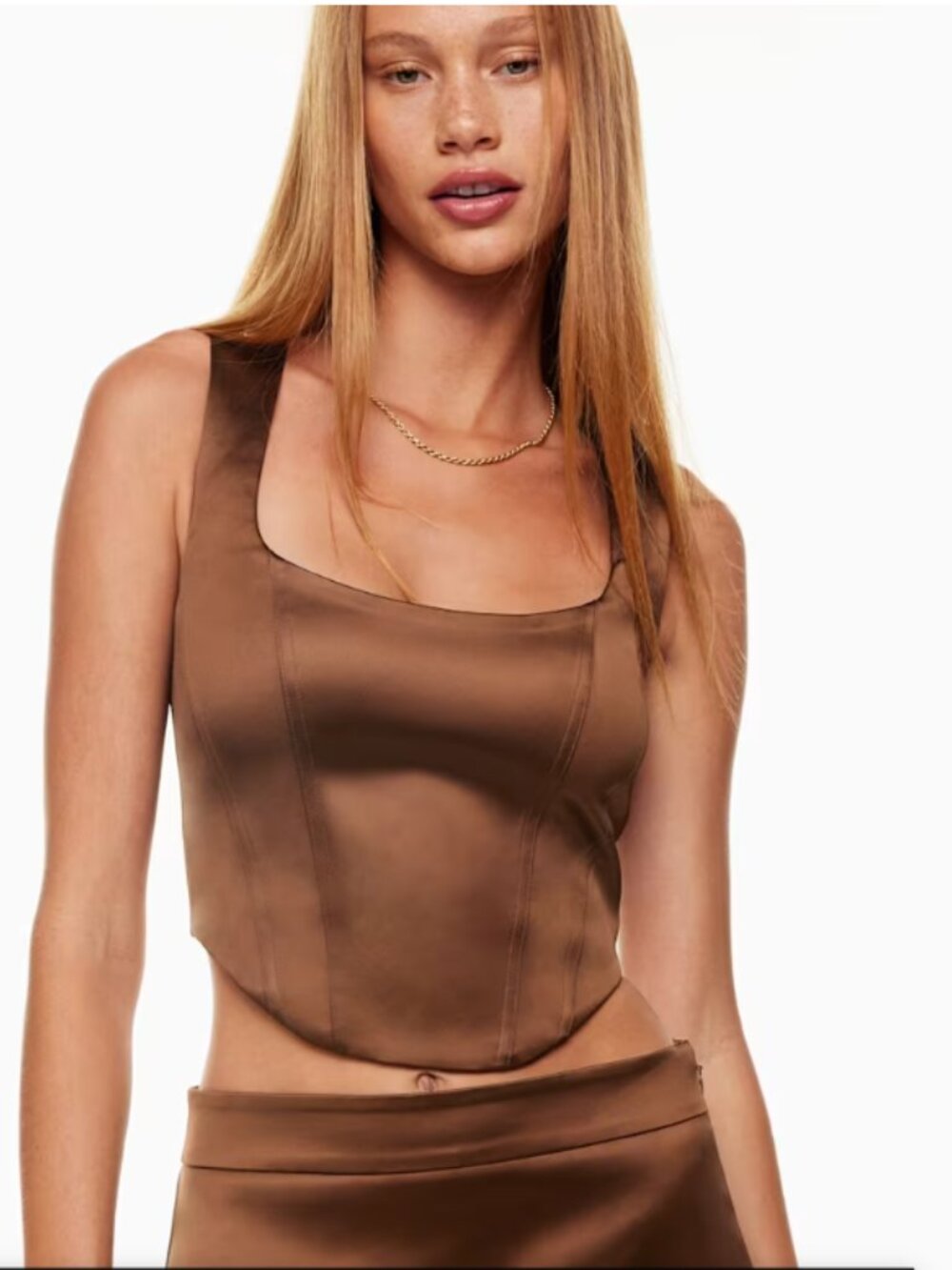 Aritzia Satin bustier top Sunday Best Shiloh Chocolate brown Corset Top Small